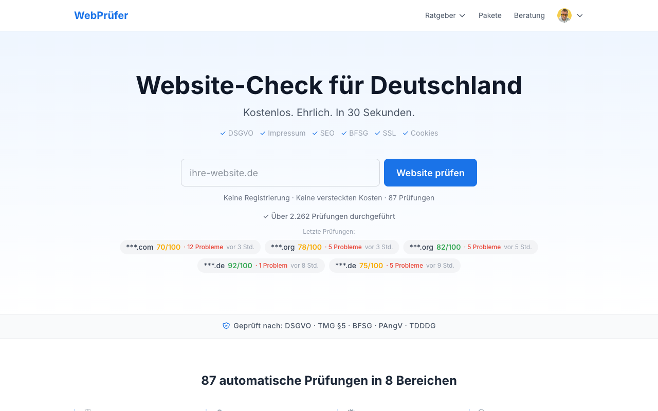 WebPrüfer — Compliance Scanner für Websites